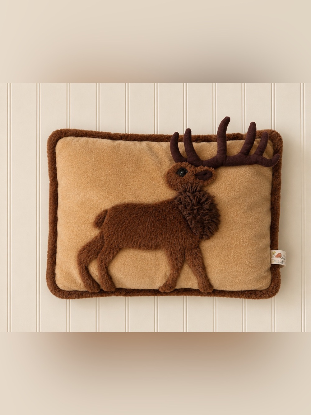 Vintage 3-D Reindeer Throw Pillow